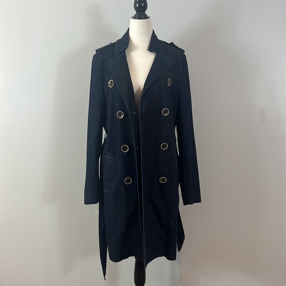 Luisa Cerano Denim Trench Coat Jacket - Picture 8 of 16